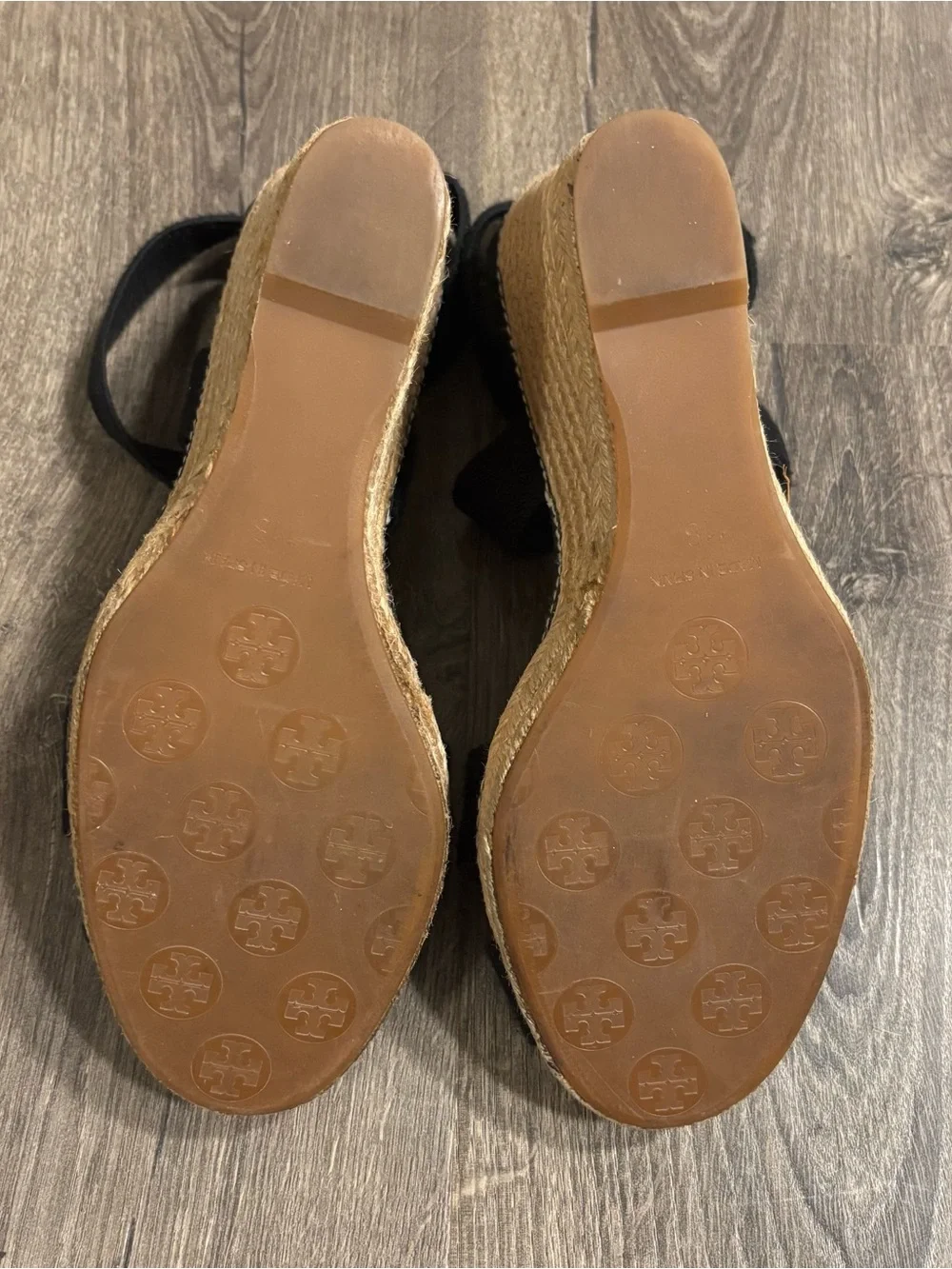 Tory Burch Adonis Elastic High Wedge 4.5”Espadrilles Black Womens size 11B ISSUE
